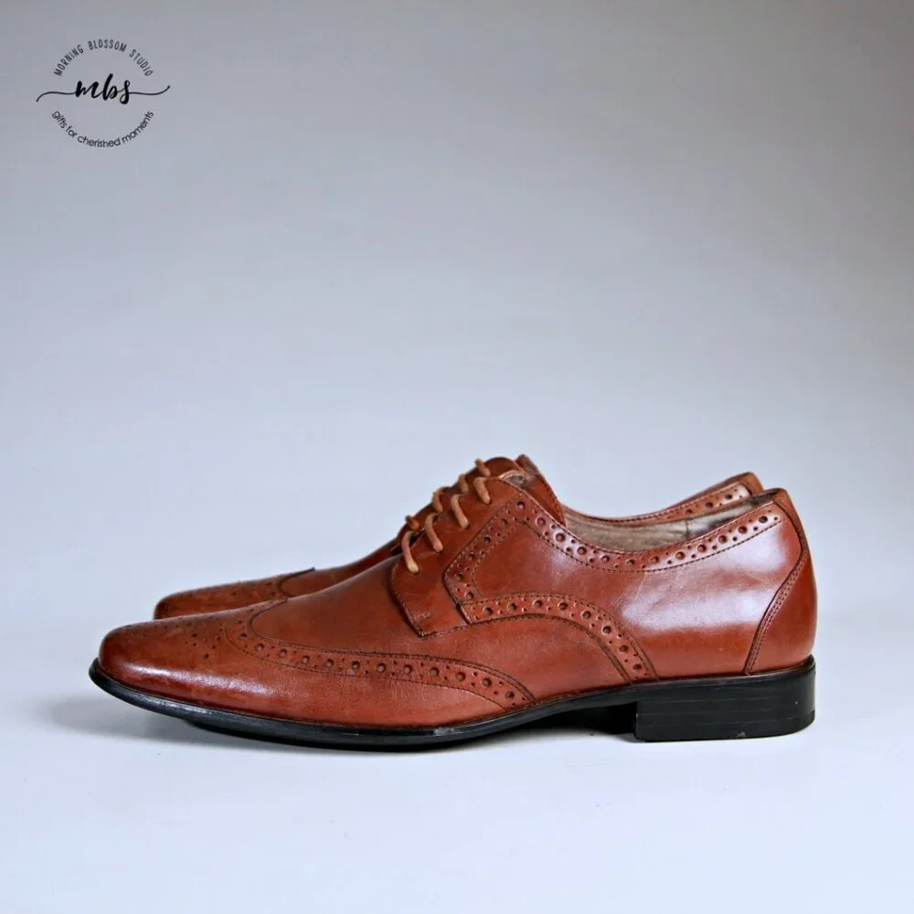 Stacy Adams Garrison Leather Wing‎ Tip Oxfords Brown Men 9.5